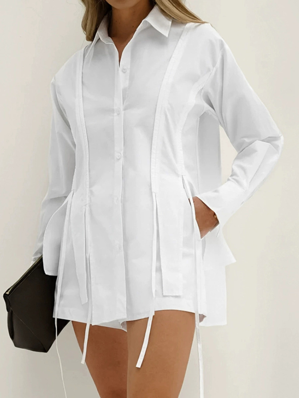 Forever 21 Cotton 2-Piece Set with Tie Blouse and Shorts Summer